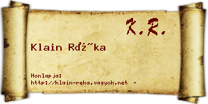 Klain Réka névjegykártya